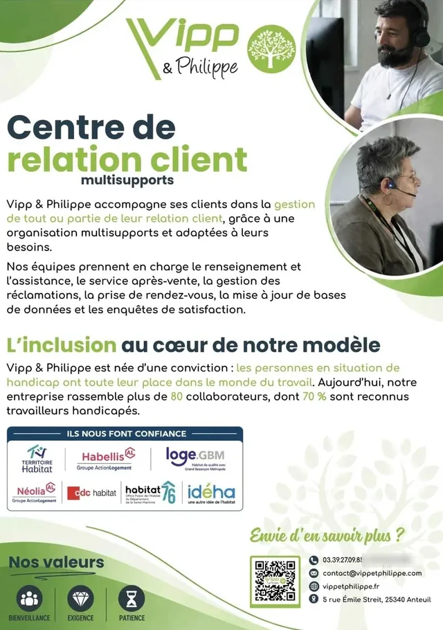 Flyer VIPP & Philippe « Centre de relation client multisupports » conçu pour le Congrès